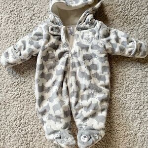 Carter's Fleece Onesie with Hood & Hand Covers-Size NB